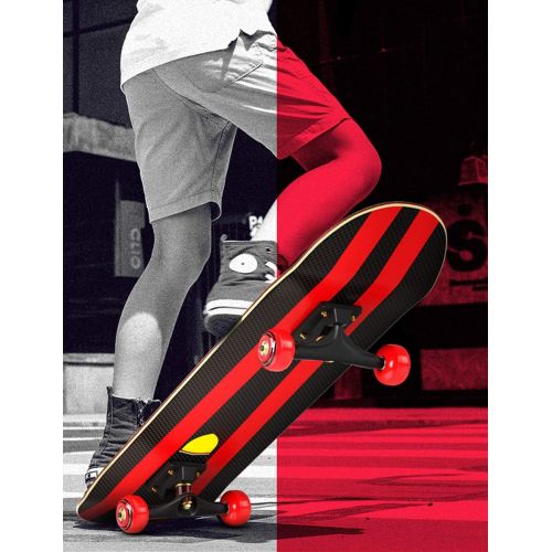  KST 31 Maple Complete Skateboards - Max Static Support 440lbs Standard Skateboards, Double Kick Concave Deck Skating Skateboard for Adults Beginners Starter Teens Kids Boys Girls Teena