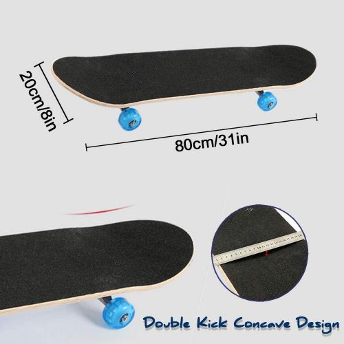  KST Skateboard, 31 X 8in Complete Standard Skate Boards for Girls Boys Beginner, 7 Layer Maple Double Kick Concave Skateboards for Kids Youth Adult Teens