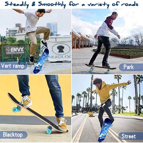  KST Skateboard, 31 X 8in Complete Standard Skate Boards for Girls Boys Beginner, 7 Layer Maple Double Kick Concave Skateboards for Kids Youth Adult Teens