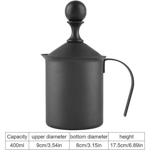  [아마존베스트]KSTE Stainless Steel Manual Double Mesh Milk Frother Foam Machine Coffee Decoration Tool (400ml)
