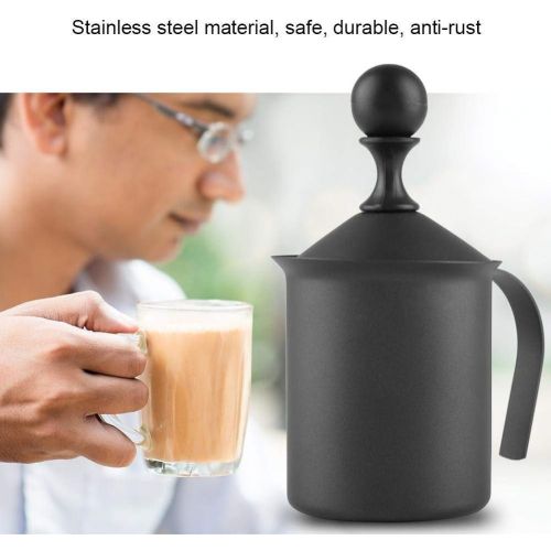  [아마존베스트]KSTE Stainless Steel Manual Double Mesh Milk Frother Foam Machine Coffee Decoration Tool (400ml)