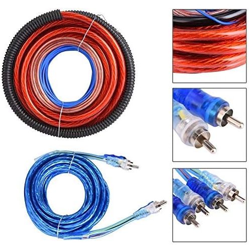  [아마존베스트]-Service-Informationen KSTE 4 Guage 2800W Car Audio Subwoofer Amplifier Speaker Installation Wire Cable Kit Fuse Suit