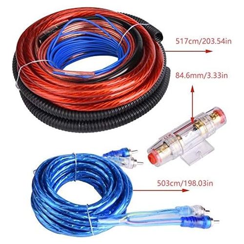  [아마존베스트]-Service-Informationen KSTE 4 Guage 2800W Car Audio Subwoofer Amplifier Speaker Installation Wire Cable Kit Fuse Suit