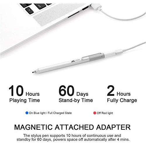  [아마존베스트]Stylus Pen for Apple iPad, KSW KINGDO iPens Capacitive Rechargeable Pen 2mm Replaceable Fine Point Rubber Tips for All Apple iPad/iPhone/iPad Pro/iPhone X with 4 Replaceable Fine P