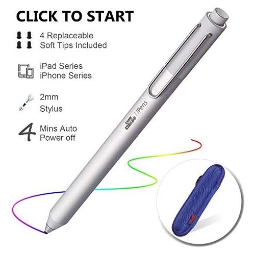  [아마존베스트]Stylus Pen for Apple iPad, KSW KINGDO iPens Capacitive Rechargeable Pen 2mm Replaceable Fine Point Rubber Tips for All Apple iPad/iPhone/iPad Pro/iPhone X with 4 Replaceable Fine P