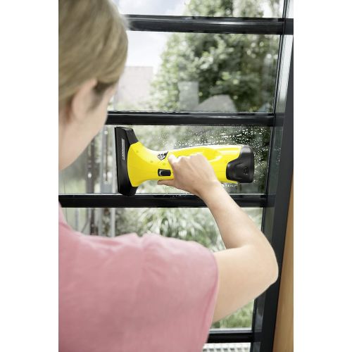  KSW-Karcher KAERCHER Akku Fenstersauger WV 2 mit vibrierendem Akku Fenster Wischer KV 4 - Das Premium Kombi Set mit gruenem Tuch