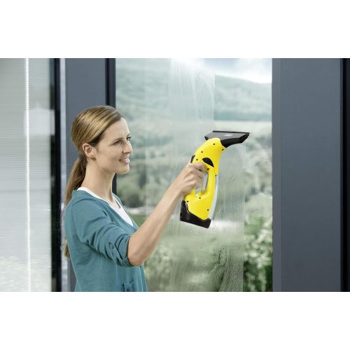  KSW-Karcher KAERCHER Akku Fenstersauger WV 2 mit vibrierendem Akku Fenster Wischer KV 4 - Das Premium Kombi Set mit gruenem Tuch