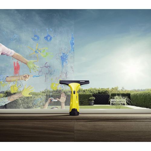  KSW-Karcher KAERCHER Akku Fenstersauger WV 2 mit vibrierendem Akku Fenster Wischer KV 4 - Das Premium Kombi Set mit gruenem Tuch