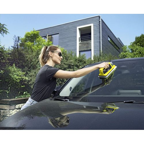  KSW-Karcher KAERCHER Akku Fenstersauger WV 2 mit vibrierendem Akku Fenster Wischer KV 4 - Das Premium Kombi Set mit gruenem Tuch