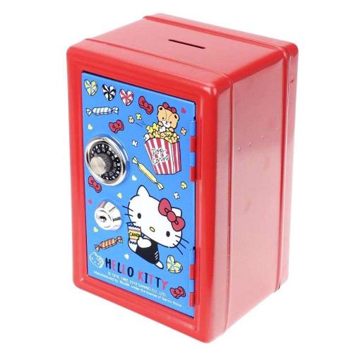 KT Hello Kitty Metal Safe Bank Coin Money Case Storage Box with Dial Combination Lock & Key Lock
