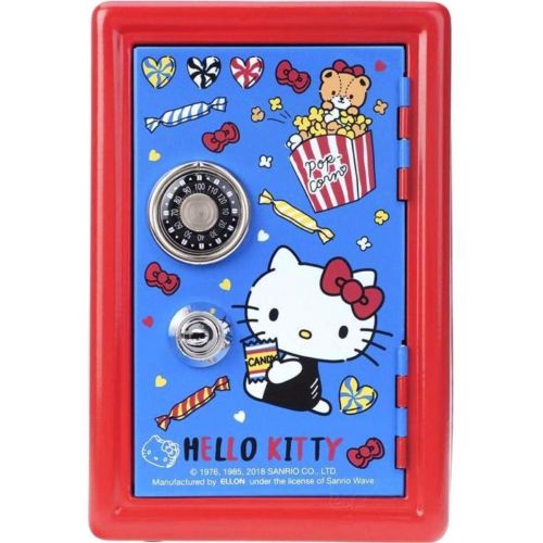  KT Hello Kitty Metal Safe Bank Coin Money Case Storage Box with Dial Combination Lock & Key Lock