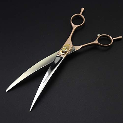  KT 7.0-inch 440C Rose Gold Baking Lacquer 3 Pairs of pet Scissors, Straight Shear, Curved Shears Set for Dog