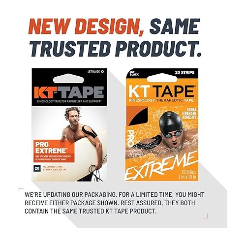  KT Tape Pro Extreme Therapeutic Elastic Kinesiology Sports Tape, 20 Pre Cut 10 inch Strips, 100% Synthetic Water Resistant Breathable, Pro & Olympic Choice, Sonic Blue