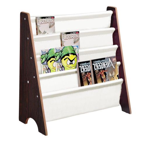  KTKAP Kids Sling Book Rack Storage Bookshelf Book Display Holder Walnut