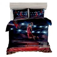 KTLRR Basketball Duvet Cover Sets Full Size,Basketball Player Silhouette Athlete Slam Slam Dunkunk,Kids Boys Bedroom Decoration Bedding Set with 2 Pillowcases,No Comforter (A, Full