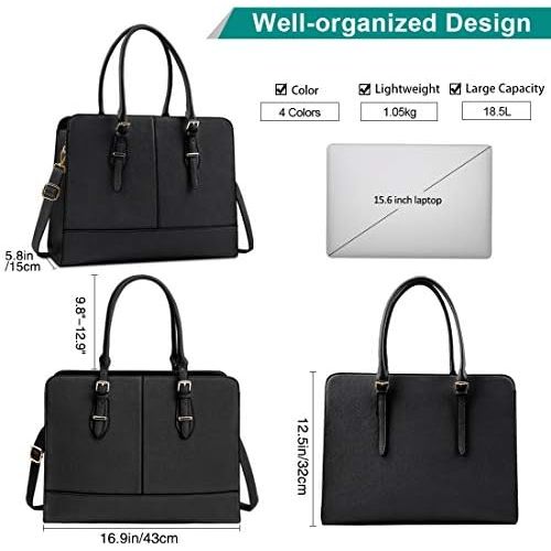  [아마존베스트]KTMOUW Laptop Bag for Women Leather 15.6 Inch Laptop Work Tote for Computer Bag Waterproof Business Office Professional Large Capacity Handbag School Shoulder Bag Black