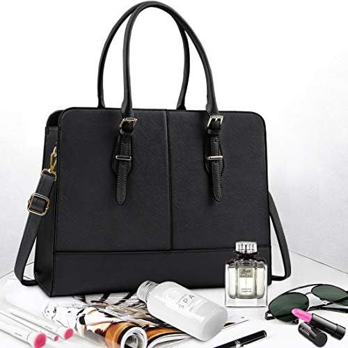  [아마존베스트]KTMOUW Laptop Bag for Women Leather 15.6 Inch Laptop Work Tote for Computer Bag Waterproof Business Office Professional Large Capacity Handbag School Shoulder Bag Black