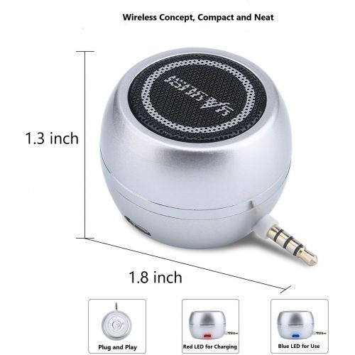  K-Tech Wireless Mini Speaker 3.5mm Aux Input Jack, 3W Portable Speaker for Cellphone Tablet Laptop, Silver