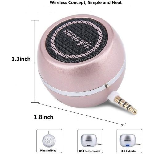  K-Tech Mini Portable Speaker with 3.5mm Aux Input Jack, 3W Mobile Phone Line-in Speaker for iPhone iPad iPod Tablet Cell Phones, Gifting for Girls/Kids, Rose Gold