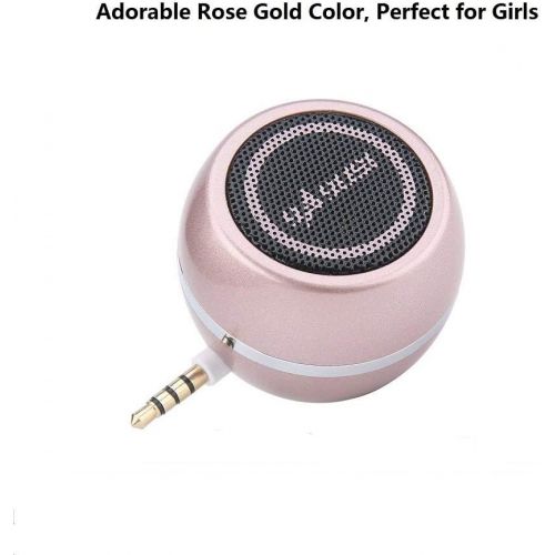  K-Tech Mini Portable Speaker with 3.5mm Aux Input Jack, 3W Mobile Phone Line-in Speaker for iPhone iPad iPod Tablet Cell Phones, Gifting for Girls/Kids, Rose Gold