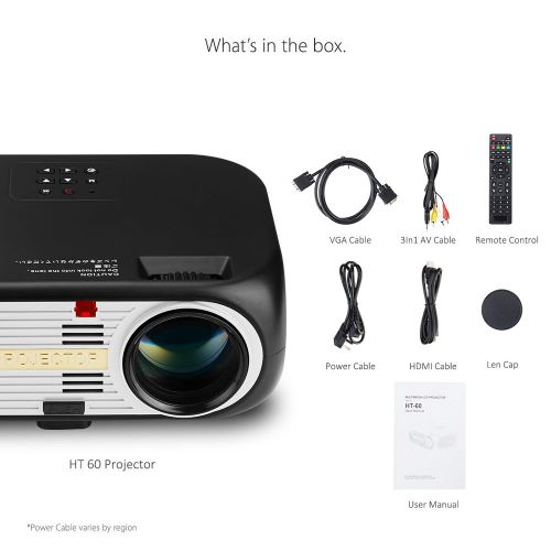  KUAK Projector, 3200 Lumens 5 1080P HD Home Theater LED Video Projector 200 Display 50,000 Hours with 2 HDMI 2 USB for Smartphone Android Phone Laptop Home Entertainment, HT60 Blac