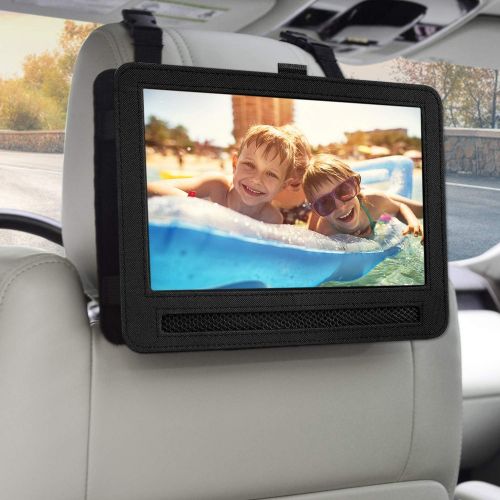  [아마존베스트]KUBEST Car Headrest Mount Holder Strap Case for Swivel & Flip Style Portable DVD Player -Suitable for 10 Inch to 10.5 Inch Screen