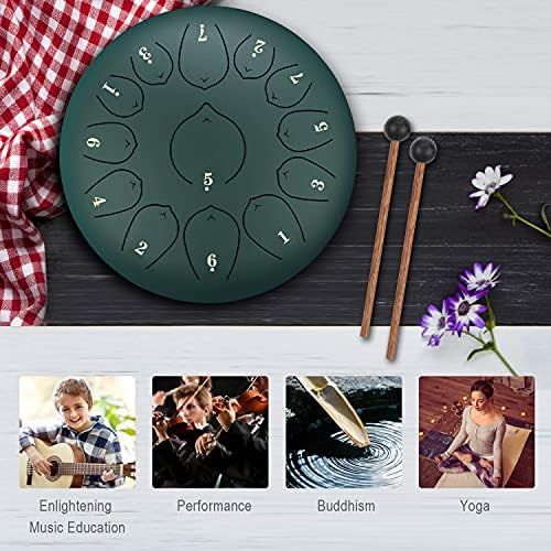  [아마존베스트]KUDOUT KUD 12-Inch 13-Tone Ethereal Drum Instrument, Tongue Drum, Steel Pan Tones, Percussion Instrument, Hand Pan Drum with Drum Beaters, Carry Case, Note Sticks for Meditation, Yoga, So