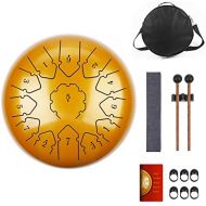 [아마존베스트]KUDOUT Titanium Alloy Tongue Drum, Tones Percussion Instrument Hand Pan Drum with Drum Sticks Carry Case Note Sticks for Meditation Yoga Zazen Sound Therapy