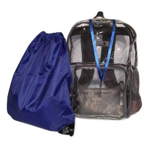  KUDZULOO Clear Bookbags - 6 COLORS - Drawstring Bag & Lanyard Included  Heavy Duty Clear Backpack - Security Backpack - See Through School Bag - Transparent bag - Large Clear Backpack - PV