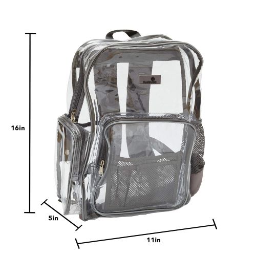  KUDZULOO Clear Bookbags - 6 COLORS - Drawstring Bag & Lanyard Included  Heavy Duty Clear Backpack - Security Backpack - See Through School Bag - Transparent bag - Large Clear Backpack - PV