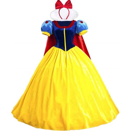  KUFV Womens Princess Costume Dress Snow White Princess Costume with Headband