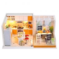 KUGIN Creative Mini Kitchen Restaurant Greenhouse Craft Kit Combination Assembly DIY Toy House with Furniture and Accessories