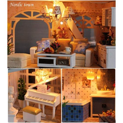  KUGIN Three-Story Greenhouse Retro DIY House Assembly Combination DIY Toy Box with Furniture Belt Accessories (House Main Body (Standard) Manual)