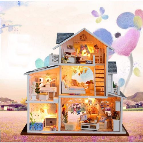  KUGIN Three-Story Greenhouse Retro DIY House Assembly Combination DIY Toy Box with Furniture Belt Accessories (House Main Body (Standard) Manual)
