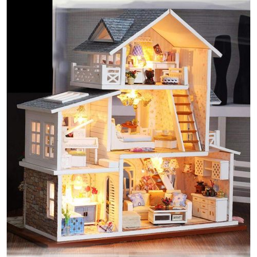  KUGIN Three-Story Greenhouse Retro DIY House Assembly Combination DIY Toy Box with Furniture Belt Accessories (House Main Body (Standard) Manual)