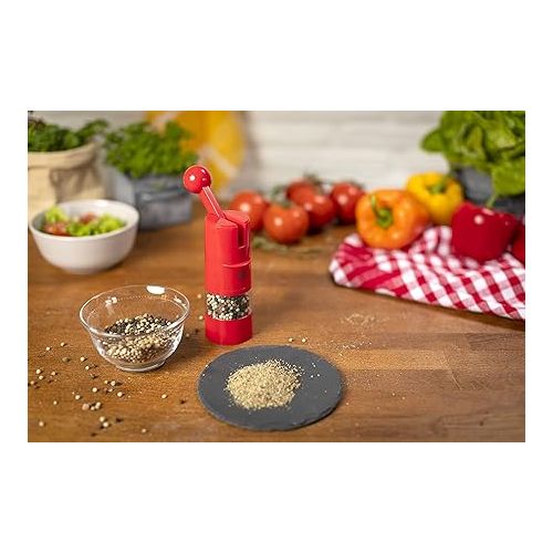  Kuhn Rikon Adjustable Ratchet Grinder with Ceramic Mechanism for Salt, Pepper and Spices, 8.5 x 2.25 inches, Red