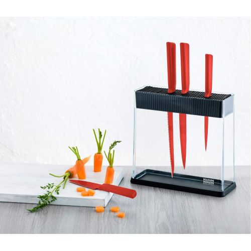  KUHN RIKON knife block 26594 Messerblock Vision, unbestueckt, leer, fuer Verschiedene Messer, schwarz, transparent, Plastik, farblos