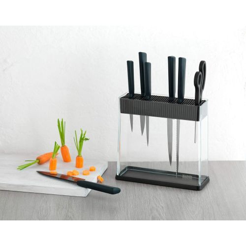  KUHN RIKON knife block 26594 Messerblock Vision, unbestueckt, leer, fuer Verschiedene Messer, schwarz, transparent, Plastik, farblos