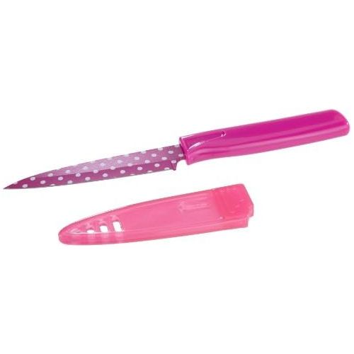  KUHN RIKON 22440 Messer Colori Art CA Polka Dot Ruestmesser pink Gemuesemesser Edelstahl antihaftbeschichtet 19,5 cm m. Klingenschutz