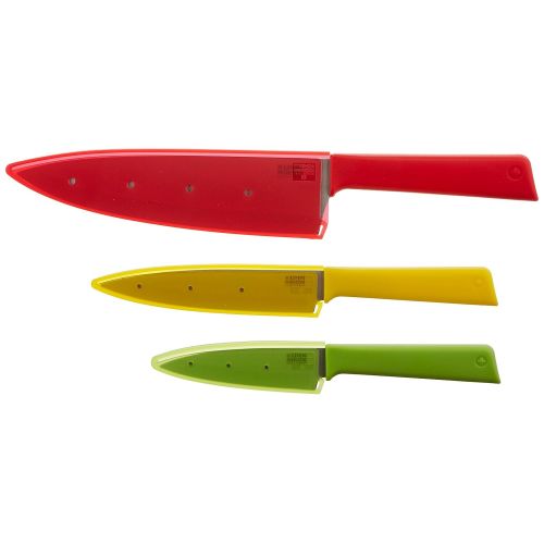  KUHN RIKON 26689 26586 Colori Titanium Ruestmesser Graphit, 18/8 Edelstahl, Gruen/Gelb/Rot