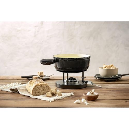  Kuhn Rikon Induction of Cast Iron Fondue Pot, 9.45, Black