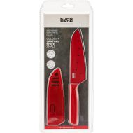 Kuhn Rikon Colori Santoku Knife with Safety Sheath, 5 inch/12.70 cm Blade, Red