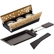 KUHN RIKON Candle Light Mini Swiss Cross Raclette Set, Gold, Non Stick Grill Pan with Tea Light