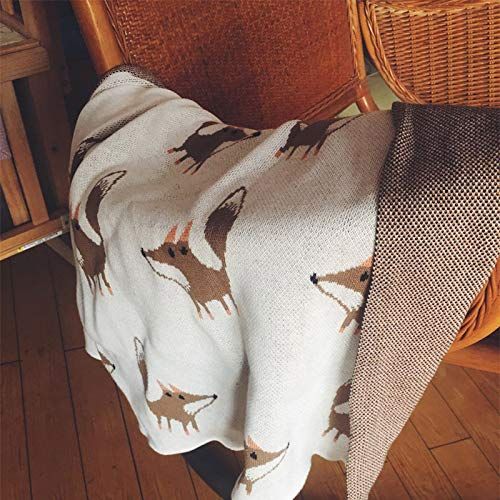  KUKISHOP 35.5 x 43.3Fox Wool Quilt Baby Knitting Blanket Super Soft for Kids Boys Girls Swaddling Sleeping Playing Crawling Mat Throws