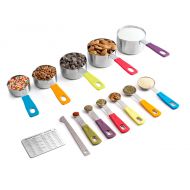 KUKPO Measuring Cups and Spoons Set- Superior Quality 13- Piece Measuring Set For Baking w/ Non-Slip Colorful Silicone Handles & Easy To Pour Spouts- Perfect For Liquid & Dry Ingre