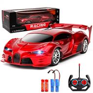 KULARIWORLD Remote Control Car 1/18 Rechargeable High Speed RC Cars Toys for Boys Girls Vehicle Racing Hobby with Led Light Xmas Birthday Gifts for Kids (Red)