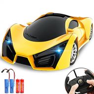 KULARIWORLD Remote Control Car, Rechargeable Drift RC Cars Toys for Kids,1/16 Scale 10KMH High Speed Super Vehicle with Led Headlight,Yellow Racing Hobby Best Xmas Birthday Gift fo