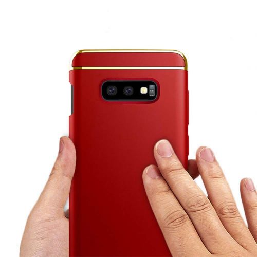  KUMTZO Compatible for Galaxy S10e Case,3 in 1 Ultra Thin Slim Hard Case Coated Non Slip Matte Surface Electroplate Frame Cover for Samsung Galaxy S10e (2019 Release)_Red