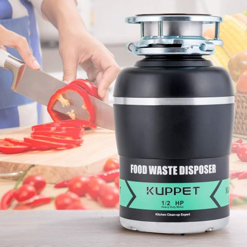  [아마존 핫딜] Garbage Disposals KUPPET 1/2 HP Food Waste Disposer with Power Cord 1700 RPM Continuous Feed Super Quiet&Easy to Install 38 OZ. Capacity Stainless Steel