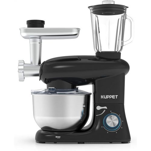  [아마존베스트]KUPPET 3 in 1 Stand Mixer, 6 Speed Electric Mixer, Tilt Head Kitchen Mixer with Meat Grinder and Juice Blender, 6 Quarts 850W Food Mixer - Black